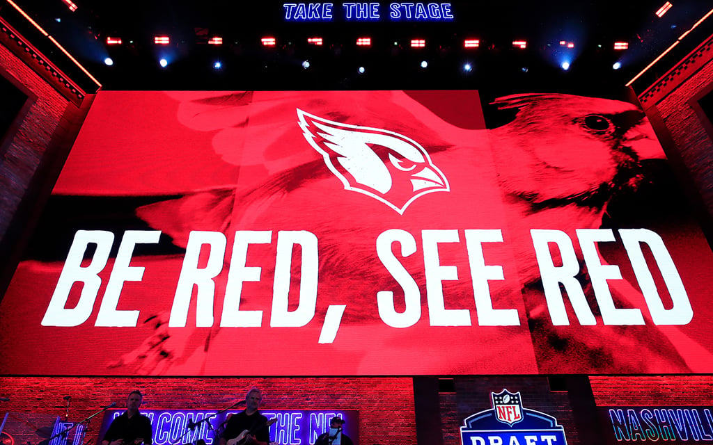 Caption: The Arizona Cardinals will be on the clock Thursday with the third overall pick in the 2023 NFL Draft. That's if new general manager Monti Ossenfort chooses to stay put in his first draft. (Photo by Andy Lyons/Getty Images)