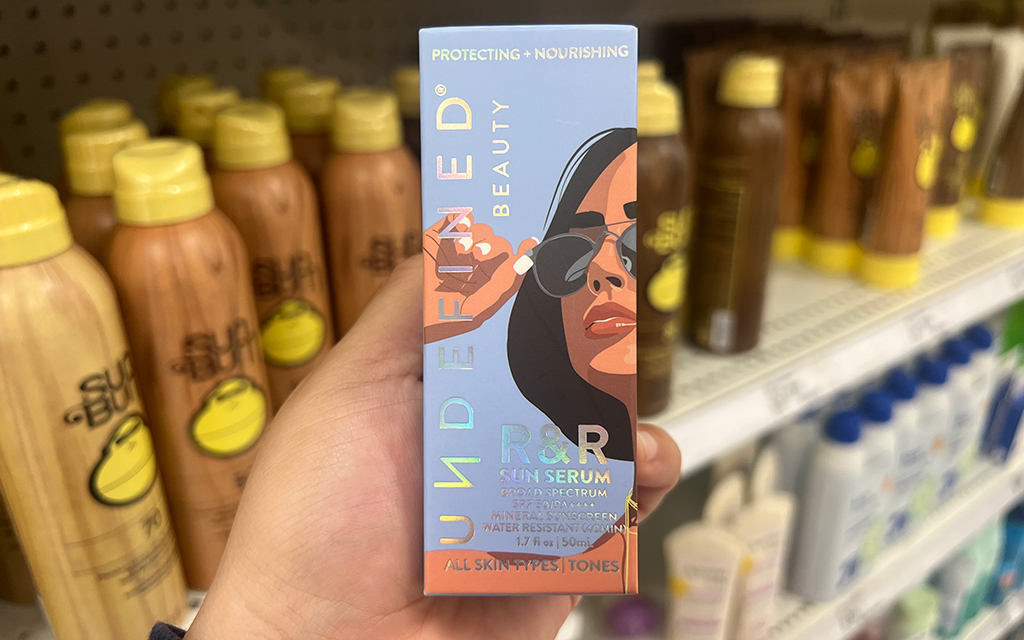 Undefined Beauty makes R&R Sun Serum, with the goal of appealing to people with a wide range of skin tones. The CEO says there are diverse illustrations as well on the packaging. (Photo by Karina Romero/Cronkite News)