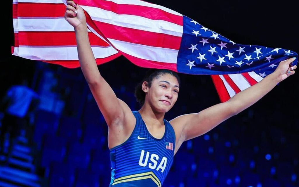 Kennedy Blades faced Olympic-level competition in high school before deciding to enroll at Arizona State and Sunkist Kids Wrestling Club. In 2021, she placed second at the Olympic trials. (Photo courtesy of Kennedy and Korina Blades)