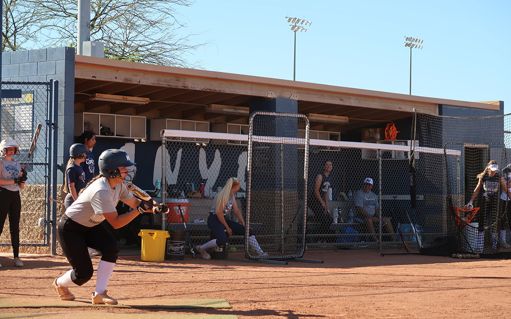 A batter gets ready to hit at a Willow Canyon softball game.