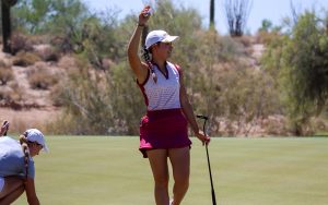 After losing two key seniors from last year's Arizona State women's golf team, Ashley Menne has filled the void by example with four top-10 tournament finishes this season. (Photo by Paul Schulz/Cronkite News)