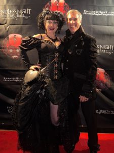Goth fashion designer Hilary Branner Fuerst and her husband Marc Fuerst attend an event decked out the dark, mysterious look. (Photo courtesy of Hilary Branner Fuerst/Hilary’s Vanity)