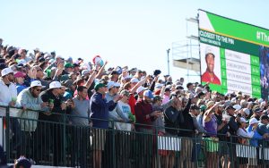 Spectators watch from the stands at Waste Management Phoenix Open.