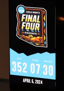 The countdown clock at Sky Harbor International Airport will continue to run until the men’s Final Four is played at State Farm Stadium April 6-8, 2004. (Photo by Robert Crompton/Cronkite News)