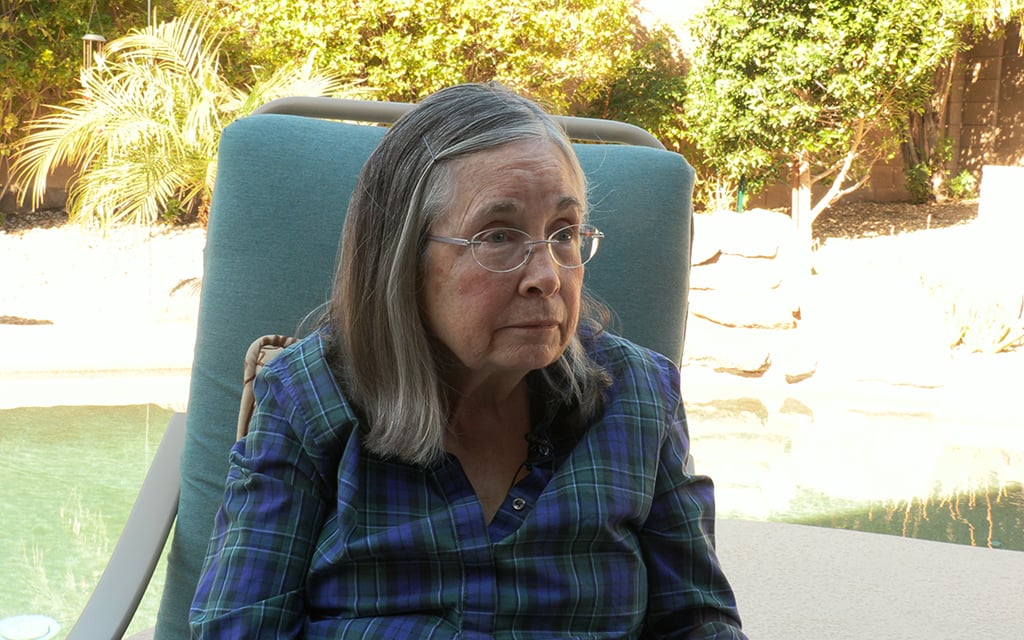 Melanie O’Rourke, 73, lost her hearing 20 years ago. Now, she relies on cochlear implants to hear. (Video screengrab by Maria Staubs/Cronkite News)