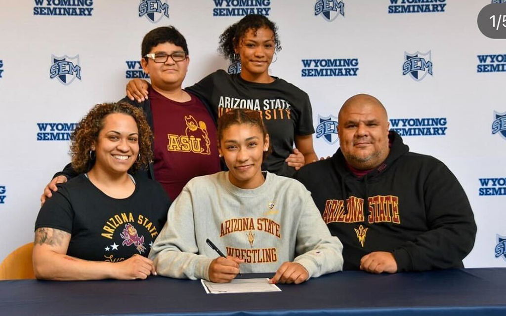 The Blades family supported the Blades sisters during their transition from jiu-jitsu to wrestling, which involved living in multiple states to further their academic and athletic pursuits. (Photo courtesy of Kennedy and Korina Blades)