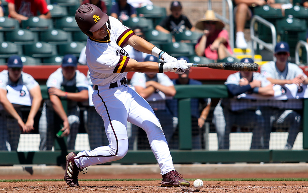 ASU baseball took a thumping Tuesday in a 12-3 loss to UArizona in the Pac-12 tournament opener at Scottsdale Stadium. (Photo by Joey Plishka/Cronkite News)