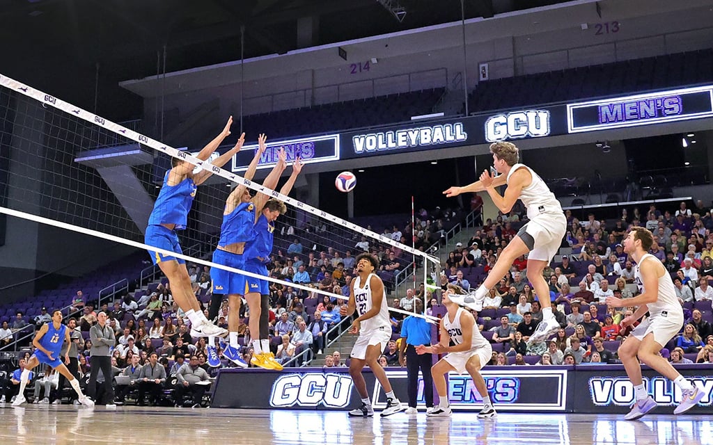 Grand Canyon University went 22-7 and earned the school’s first invitation to the NCAA Men’s National Collegiate Volleyball Championship. The Lopes take on Long Beach State Tuesday. (Photo courtesy of David Kadlubowski/GCU)