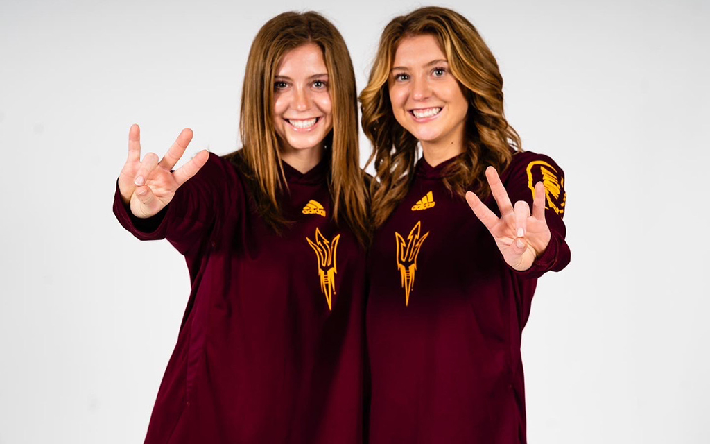 Maddie, left, and McKenna Riley have been through a lot together, including rehabbing from a torn ACL. (Photo courtesy of Sun Devil Athletics)
