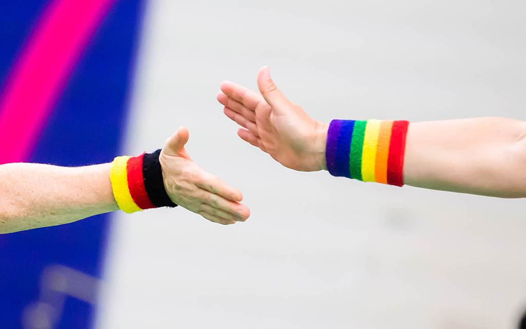 Inclusive adult sports leagues provide a safe space for the LGBTQIA+ community to compete without discrimination, bullying and harassment. (Photo by Christoph Soeder/picture alliance via Getty Images)