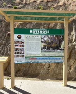 An information board tells the story of the Granite Mountain Hotshots at Granite Mountain Hotshots Memorial State Park near Yarnell. Photo taken Wednesday, June 28, 2023. (Photo by Bri Pacelli/Cronkite News)
