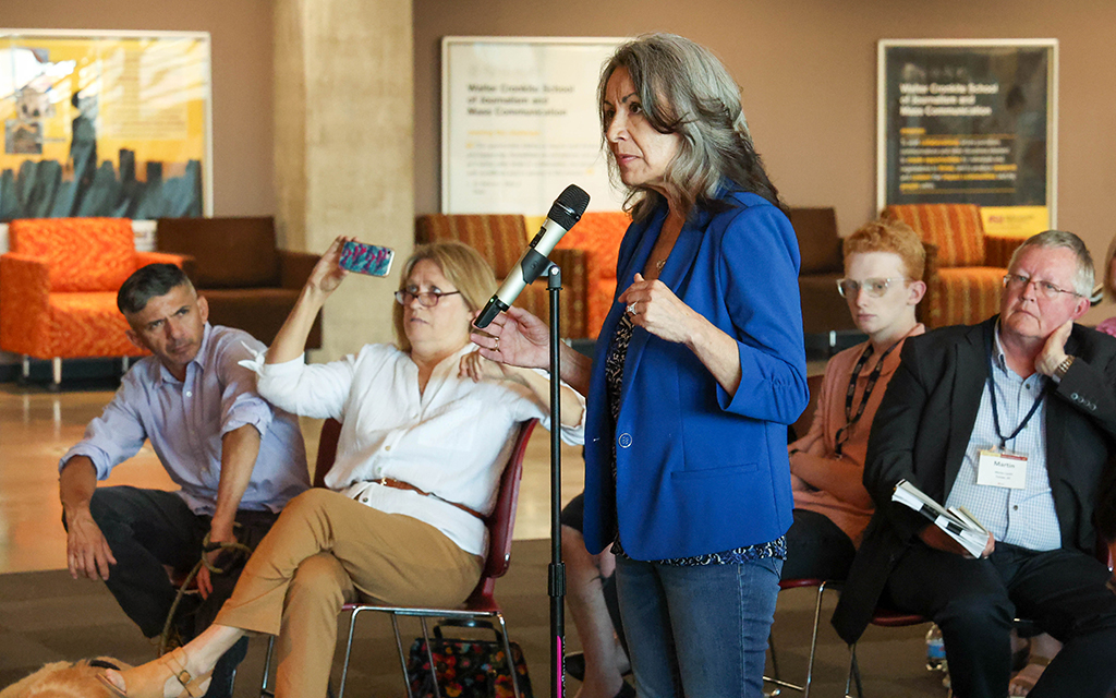 Anna Camacho shares her experiences with guardianship during a legislative town hall Thursday, June 8, 2023. (Photo by Evelin Ruelas/Cronkite News)