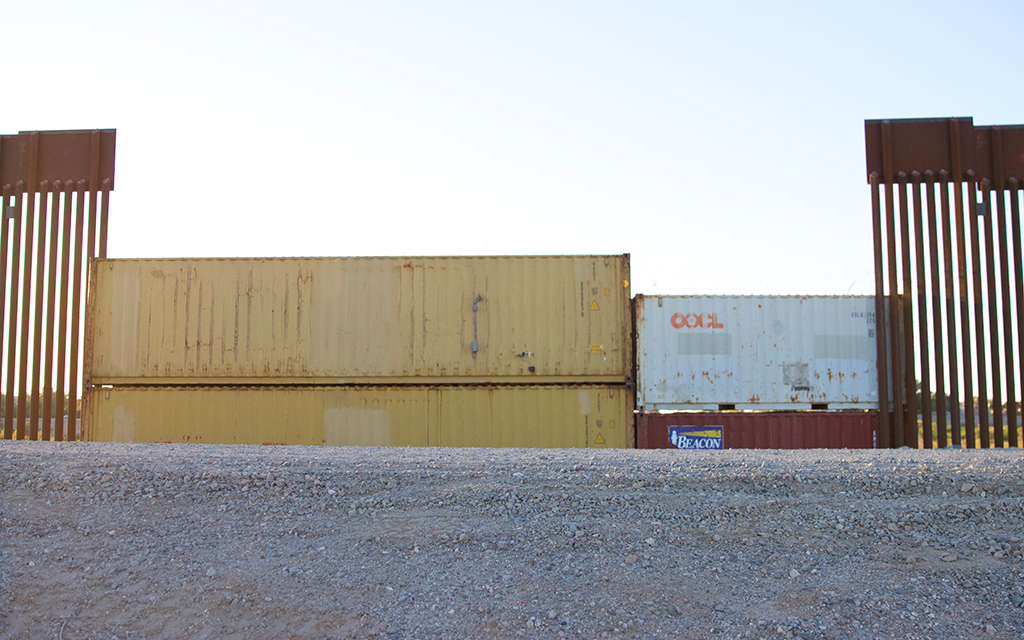 The first containers were placed in Yuma County in August 2022. They were taken down four months later. (Photo by Alex Appel/Howard Center for Investigative Journalism)