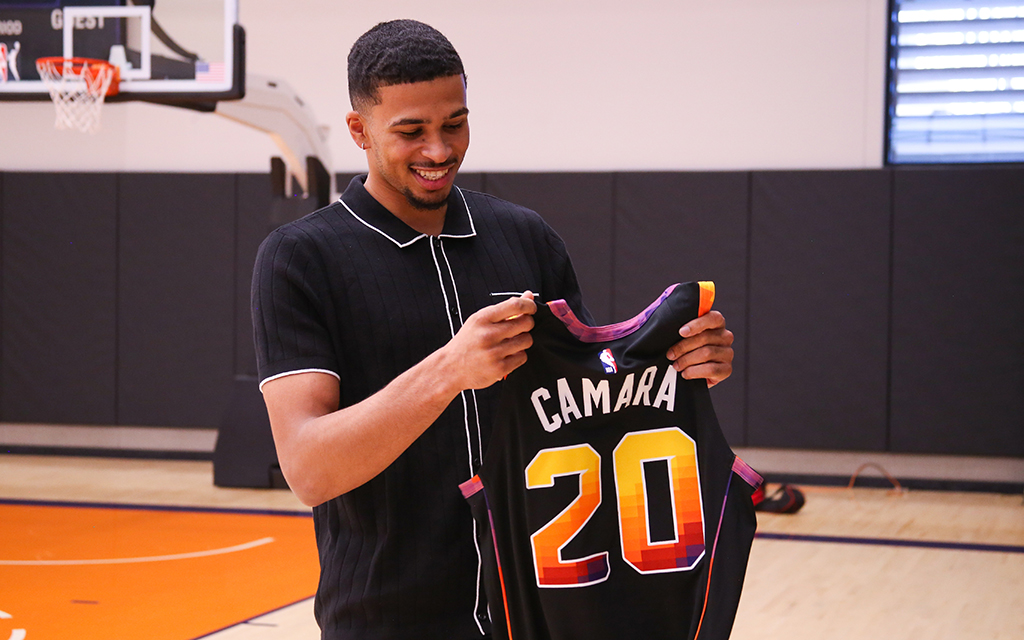 Toumani Camara said he’s excited to put on the Phoenix Suns jersey for NBA Summer League. The team plays its first game Saturday in Las Vegas. (Photo by Joey Plishka/Cronkite News)