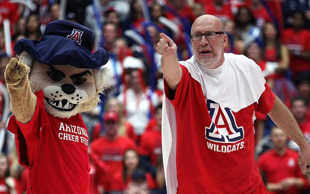 From hyping up the crowd to sharing unforgettable moments with players like Steve Kerr, the late Joe Cavaleri left a lasting mark as one of the most cherished super fans in collegiate sports history. (Photo courtesy of Arizona Athletics)