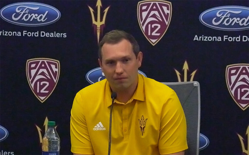 Arizona State football coach Kenny Dillingham spoke with reporters Monday about his focused approach to overhauling the program in his first year at the helm. (Video screenshot by Erin Patterson/Cronkite News)