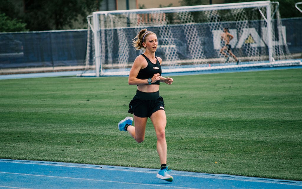 HOKA Northern Arizona Elite professional Lauren Hagans said when running at sea level after living and training at altitude “feels like your body can handle much faster paces at the same effort.” (Photo courtesy of Logan Stanley)