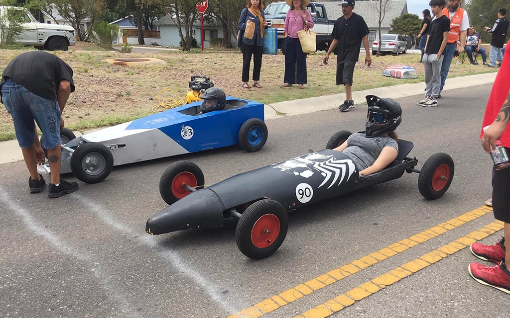 Creativity is king in building the perfect coaster for Bisbee's annual race. “These coasters are quite a bit more robust than your average soap-box derby car,” former Bisbee resident Grant Fullerton said. (Photo courtesy of City of Bisbee)