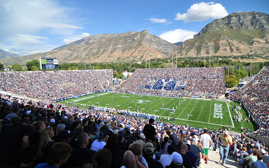 BYU stadium full of fans at a game.