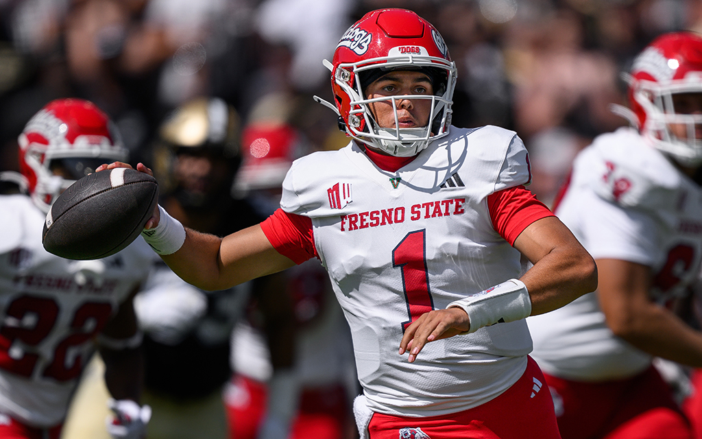 Mikey Keene, the former Chandler High standout and UCF quarterback, returns home Saturday with Fresno State to face Arizona State in front of friends, family, peers and past coaches. (Photo by Zach Bolinger/Icon Sportswire via Getty Images)