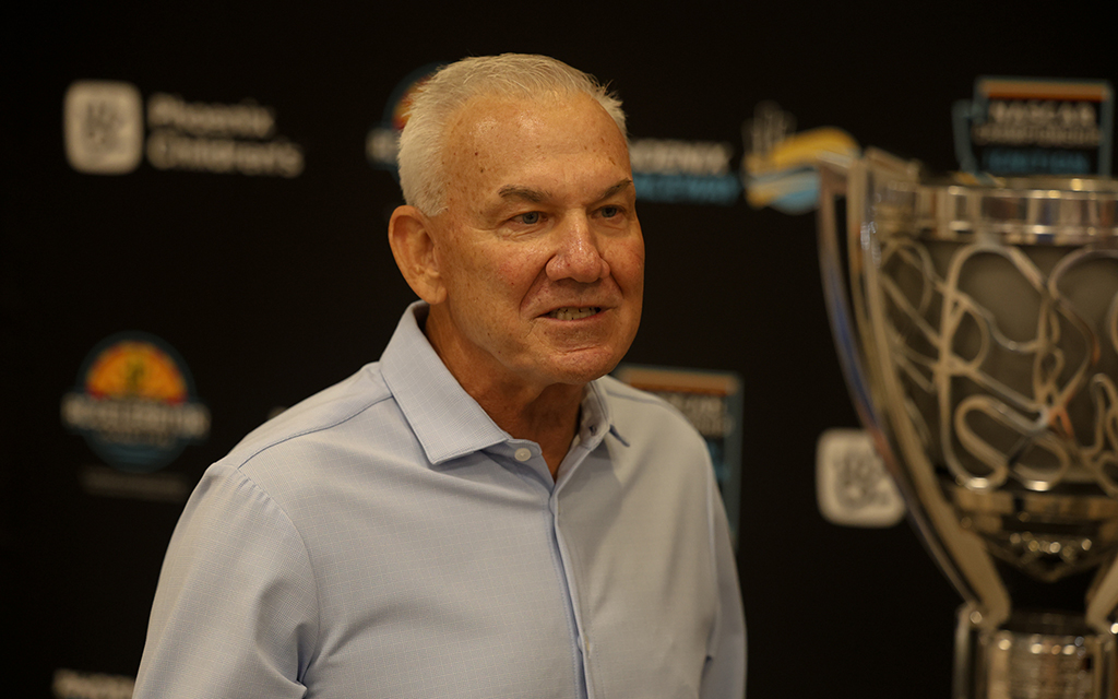 NASCAR Hall of Famer Dale Jarrett supports the Susan G. Komen Foundation Tuesday at the Arizona Biltmore during a luncheon to benefit Phoenix Children’s Hospital. (Photo by Sam Volante/Cronkite News)