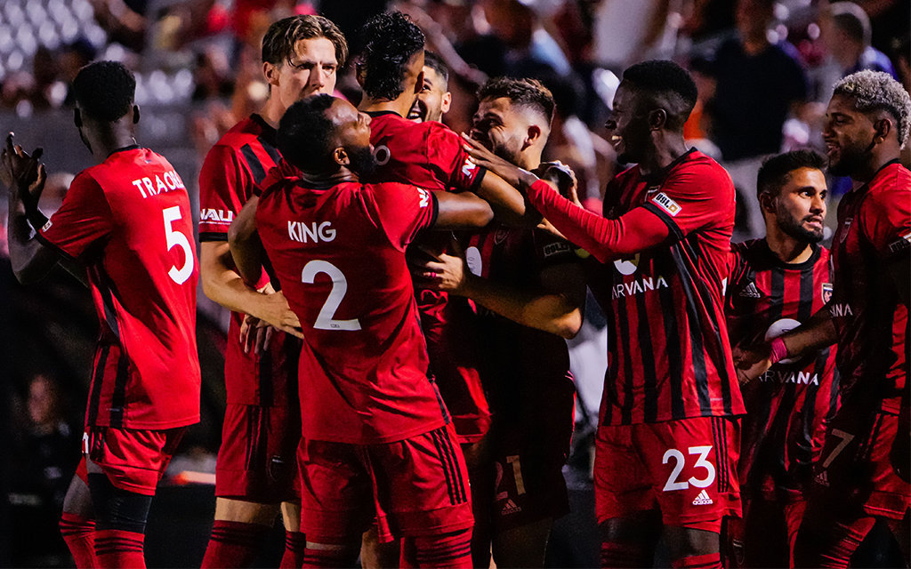 Players from the Phoenix Rising celebrating.