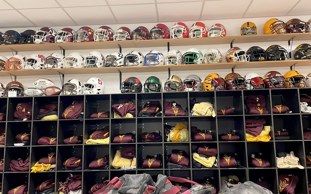 Equipment room for ASU football.
