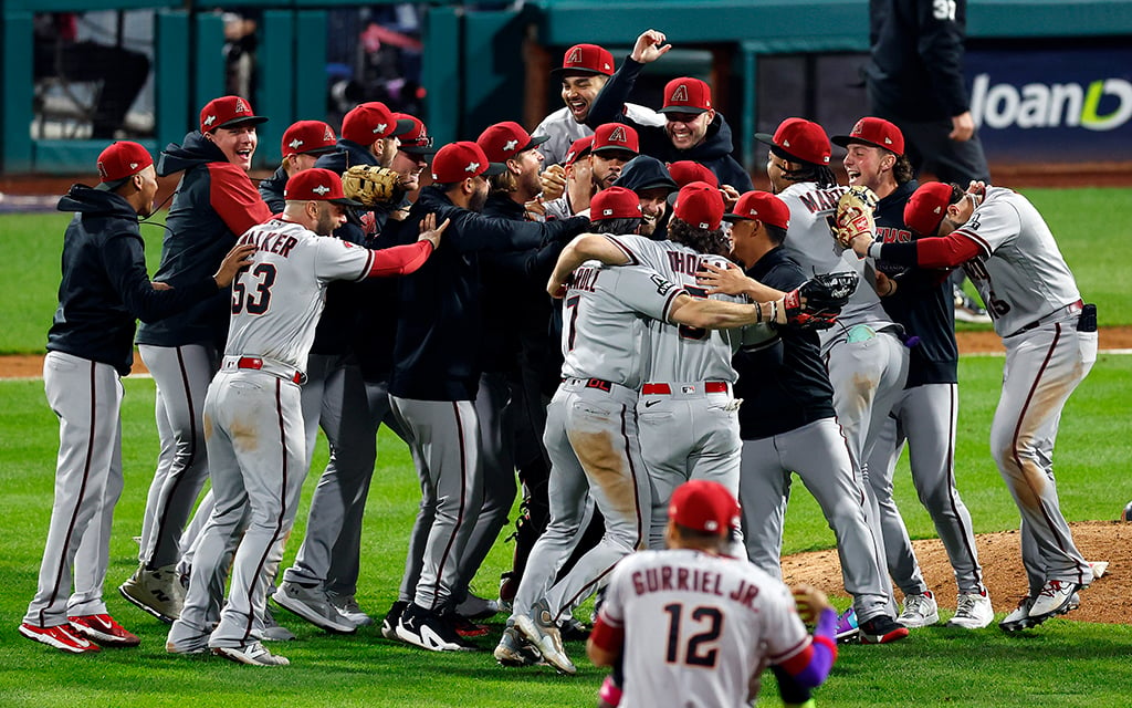 The Arizona Diamondbacks show promise of bringing more surprises in the World Series against the Texas Rangers after successfully navigating a rollercoaster season with low expectations. (Photo by Brian Garfinkel/MLB Photos via Getty Images)