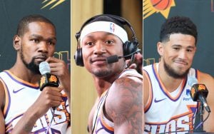 Kevin Durant, Bradley Beal and Devin Booker are the centerpiece of a Phoenix Suns team that underwent a dramatic overhaul in the offseason. (Photos by Bennett Silvyn/Cronkite News)