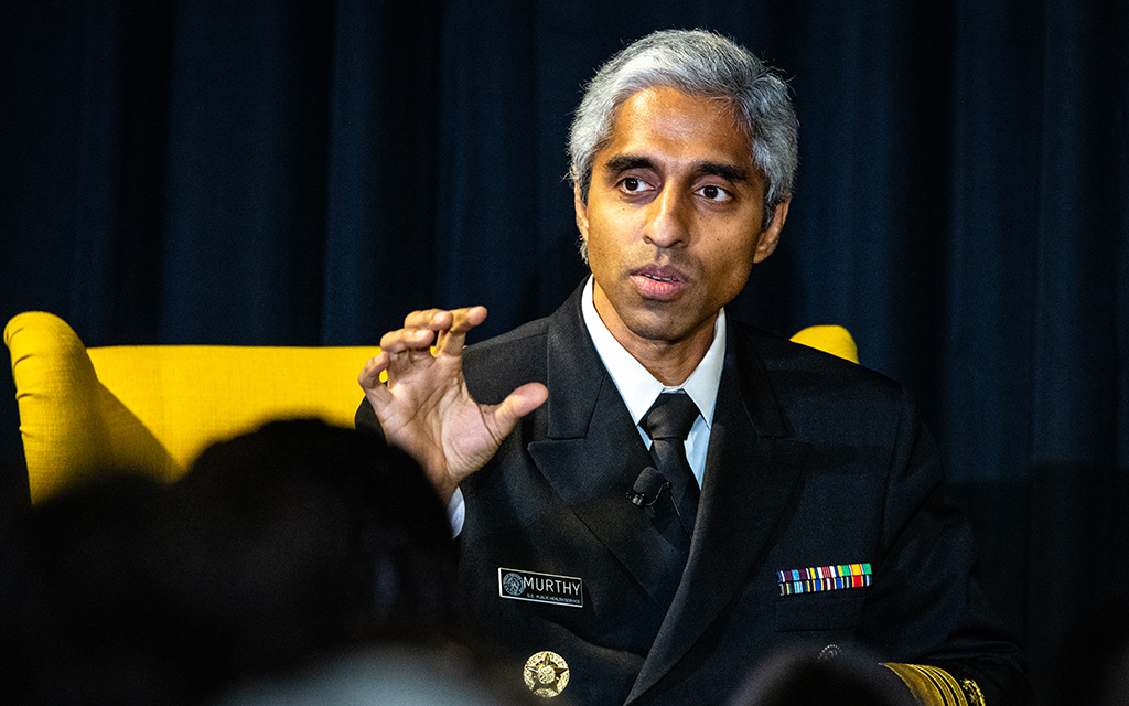 U.S. Surgeon General Vivek Murthy visited Arizona State University's Tempe campus on Monday, Nov. 13 to talk about loneliness and the importance of staying connected. (Photo by Charlie Leight/ASU News)