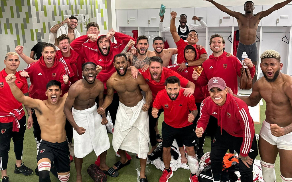 Phoenix Rising FC celebrates a 2-1 victory over Orange County SC to earn a spot in Saturday's Western Conference Final against Sacramento Republic FC. (Photo courtesy of Phoenix Rising FC)