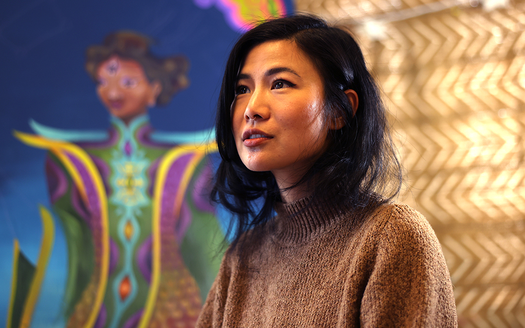 Shela Yu, a Phoenix-based artist, in her studio space on Nov. 30. Yu was raised in Mesa. (Photo by John Leos/Cronkite News)