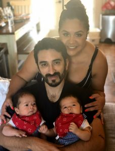 Alex and Cristina Yanez hold their twin boys, Sebastian and Alessandro, who were born at the end of April 2020 after a successful IVF treatment from Dr. Cigüeña, a fertility clinic in Mexicali, Mexico. (Photo courtesy of Cristina Yanez)