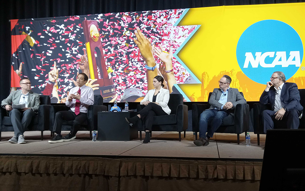 At the annual NCAA Convention in Phoenix, panel discussions focus on the rising dangers of sports gambling and unveil a plan to protect athletes and bettors from potential abuse and addiction. (Photo by Jesse Brawders/Cronkite News)