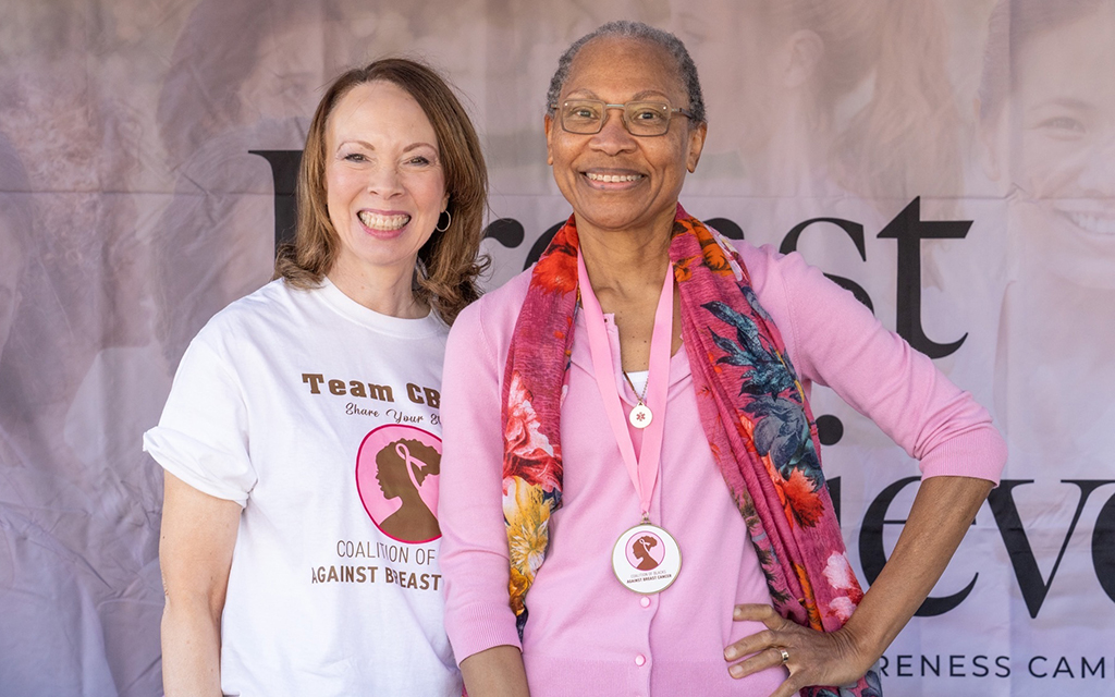 Coalition of Blacks Against Cancer co-founder Dr. Michele Halyard, left, and breast cancer survivor Penita Pratcher at an event, sponsored by Breast Believe, Phoenix Raceway and The Larry Fitzgerald Foundation, that offered free mammogram screenings on Nov. 2, 2023. (Photo courtesy of City of Avondale)