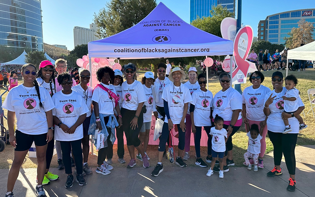 Members of the Coalition of Blacks Against Cancer at the Making Strides Against Breast Cancer of Phoenix walk on Oct. 28, 2023. (Photo by Christine Samuel/Coalition of Blacks Against Cancer)