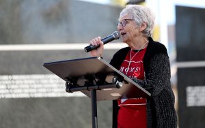 Mama's Clean Air Force Field Coordinator Hazel Chandler speaks to the crowd about the organization's environmental efforts during the Arizona State Capitol's Environment Day at Wesley Bolin Memorial Plaza on January 25, 2024. Speak (Photo by Kayla Jackson/Cronkite News)