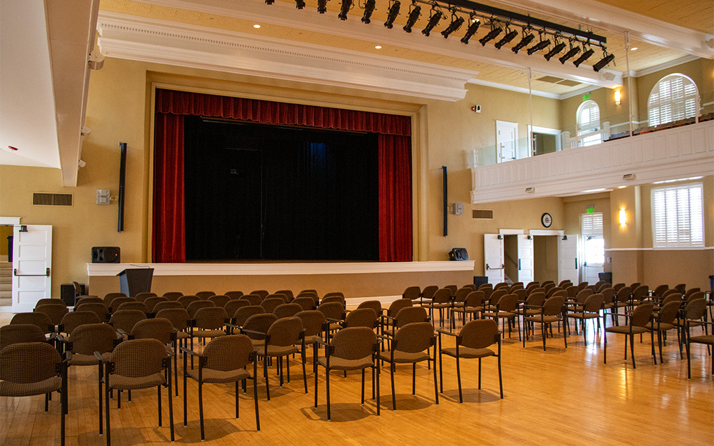 Inside the Memorial Hall building at Steele Indian School Park is a theater that served the Phoenix Indian School. The building has been maintained and can be rented out by the public. (Photo by Ellie Willard/Cronkite News)