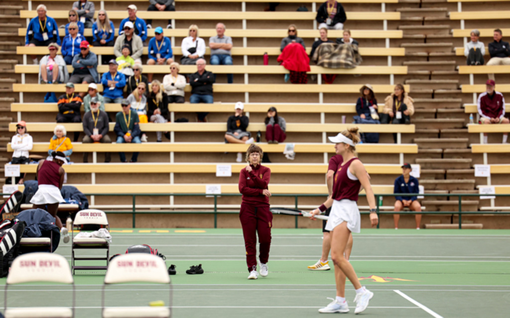 Sheila McInerney is the cornerstone of ASU's women's tennis program after four decades of passing down her wisdom to foster a team culture of excellence. (Photo by Ethan Briggs/Cronkite News)