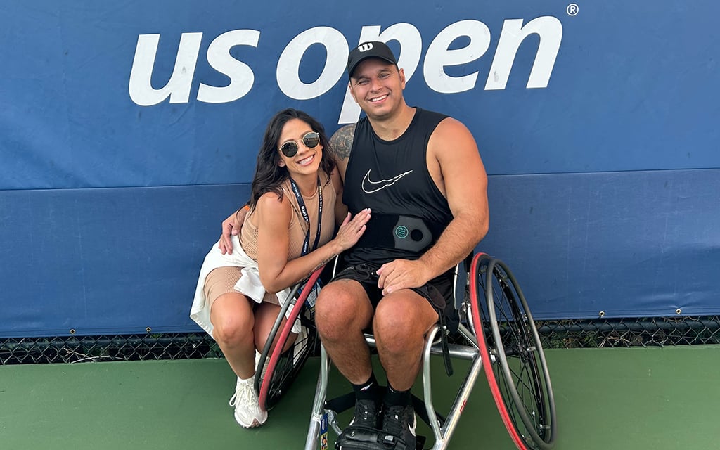 Andrew Bogdanov's, right, quick rise in the world of wheelchair tennis is aided by the support of his longtime partner, Sharon Hemerka. (Photo courtesy of Chris Howard)