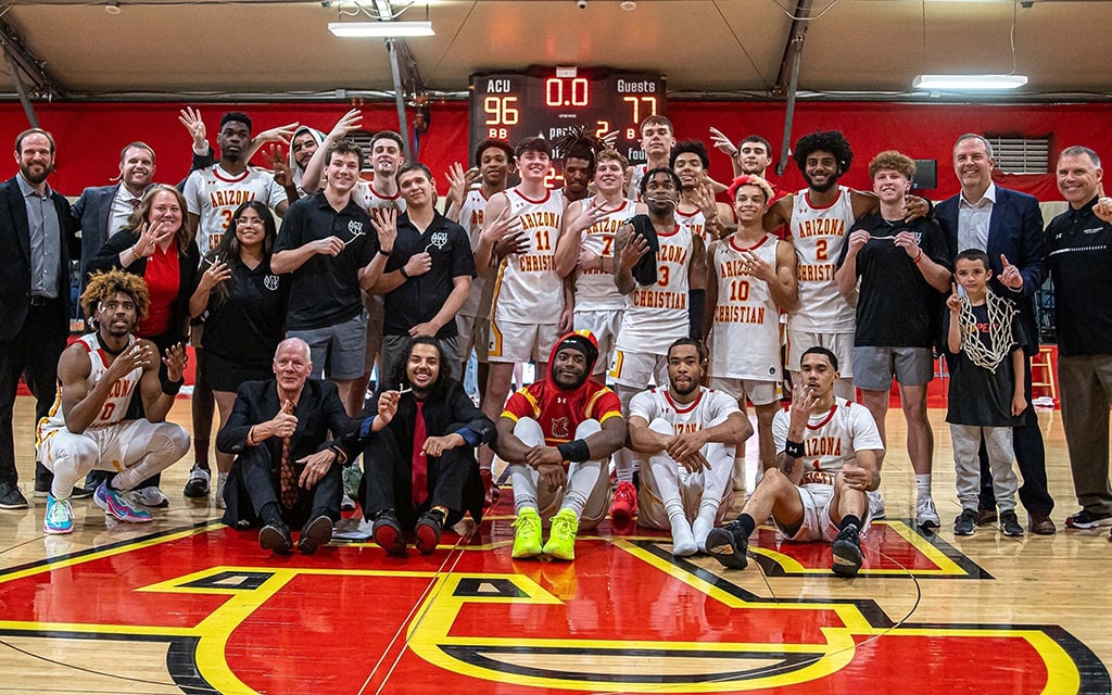 The Arizona Christian Firestorm advance to the NAIA Sweet 16 after winning a fourth straight conference championship in the 2023-24 season. (Photo courtesy of Arizona Christian Athletics)