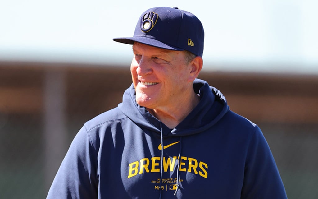 Milwaukee Brewers manager Pat Murphy has reason to smile ahead of this upcoming regular season with a roster featuring youth and experience from players like Oliver Dunn and Janson Junk. (Photo by Michael Reaves/Getty Images)