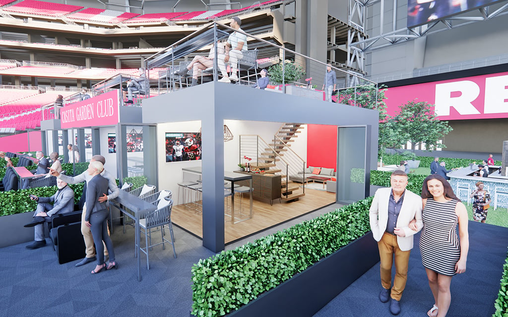 The Arizona Cardinals announce $15 million upgrades to State Farm Stadium, including new field-level suites and club areas, aiming to enhance the fan experience. (Renderings courtesy of Arizona Cardinals)