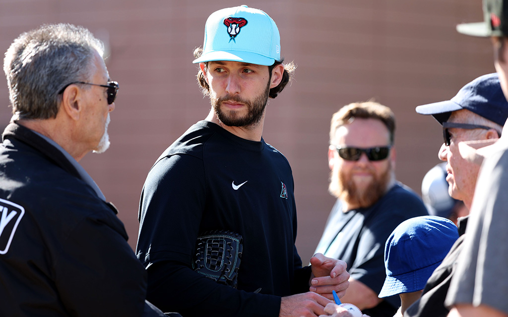Zac Gallen, who finished third in National League Cy Young voting in 2023 after striking out 220 batters, will pitch on Opening Day for the Diamondbacks. (Photo by Joe Eigo/Cronkite News)