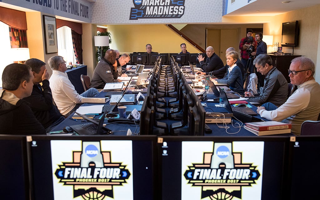 The NCAA Basketball Tournament Selection Committee meets in New York ahead of Selection Sunday to begin the process of selecting and seeding the field of 68 teams. (Photo by Drew Angerer/Getty Images)