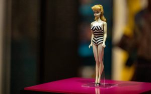 The “Barbie: A Cultural Icon” exhibition at the Phoenix Art Museum opens with a display of one of the first Barbie dolls. The first Barbie debuted in 1959. Photo taken in Phoenix on Feb. 21, 2024. (Photo by Emily Mai/Cronkite News)
