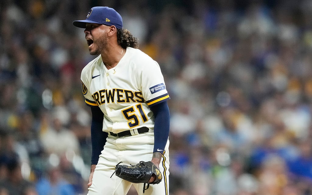 Milwaukee Brewers pitcher Freddy Peralta is gearing up to be the next ace for the Milwaukee Brewers’ pitching staff and has secured the nod for Friday’s Opening Day. (Photo by Patrick McDermott/Getty Images)