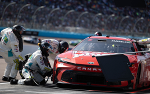 Denny Hamlin, driver of the No. 11 Toyota Camry for Joe Gibbs Racing, posts a strong performance at Phoenix Raceway during the Shriners Children’s 500. (Photo by Alyssa Buruato/Cronkite News)