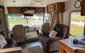 Throughout his college career, DJ Horne’s parents, Tivona and Lamar, have traveled from North Carolina to many of his games in this RV. (Photo courtesy of Tivona Horne)