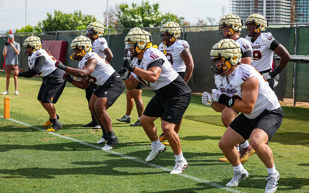 The ASU defensive line has lost players from last season to the transfer portal and likely to the NFL draft, but the team is confident it can benefit from its returning players. (Photo by Spencer Barnes/Cronkite News)